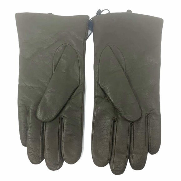 New Cole Haan Olive Green Leather Gloves Size M - Picture 2 of 6